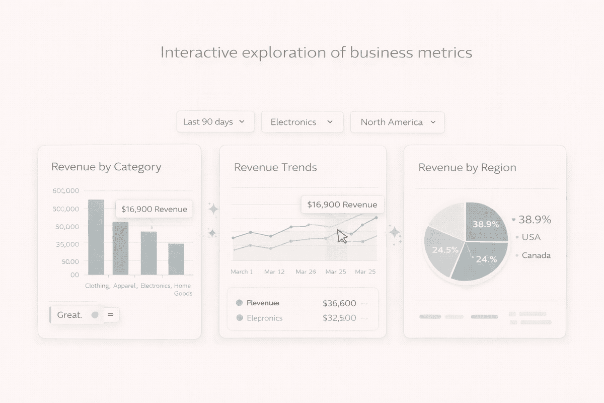 Interactive metric explorer for business data