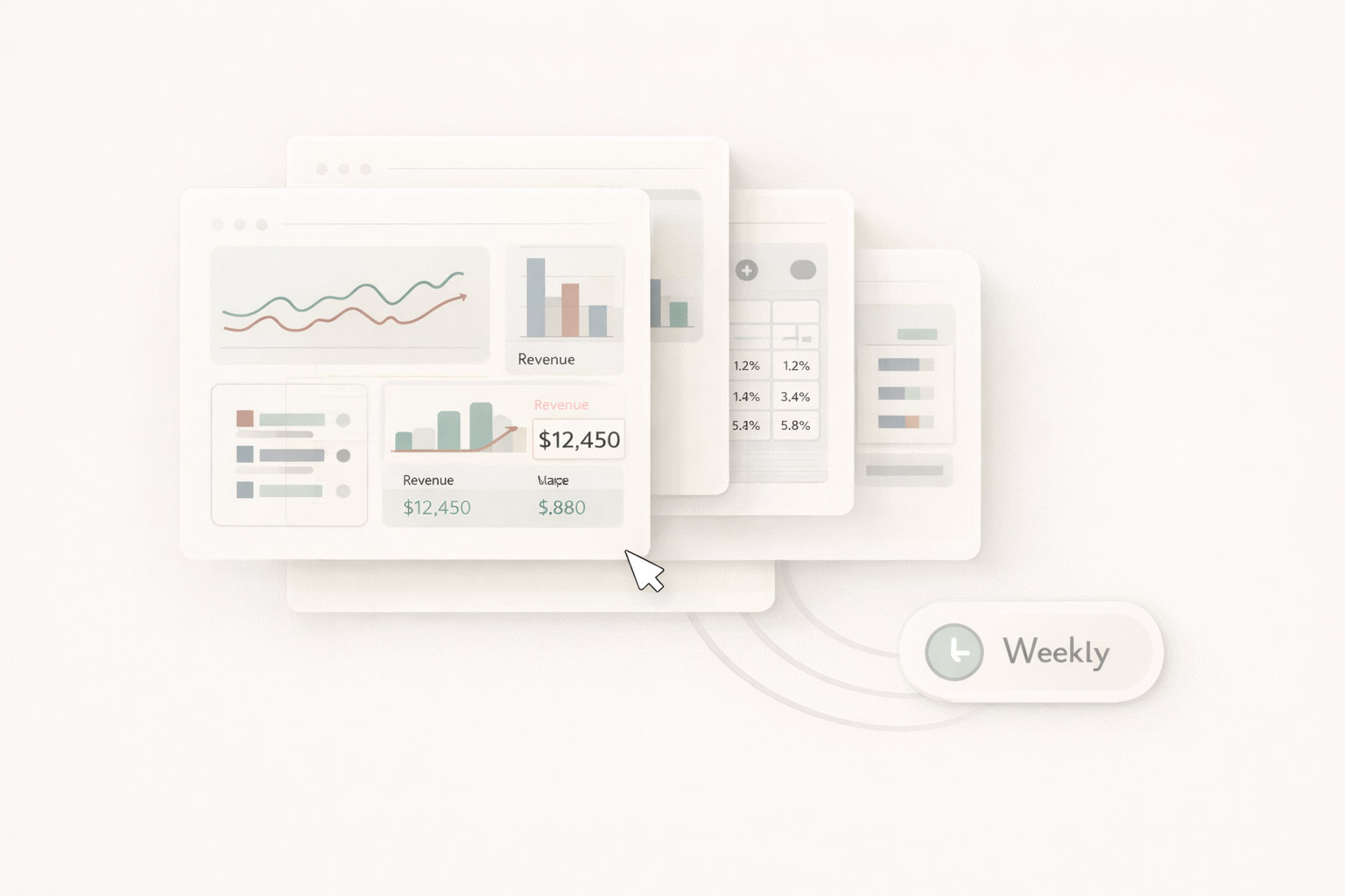 Stack of weekly PDF reports auto-generated